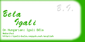 bela igali business card